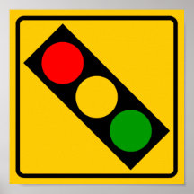 Signe de route de feu de signalisation en avant posters