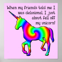 Signe drôle d'affiche de licorne illusoire