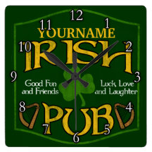 Signe irlandais personnalisé de Pub Pendule Murale