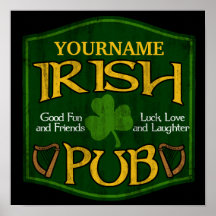 Signe irlandais personnalisé de Pub Posters