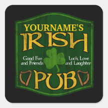 Signe irlandais personnalisé de Pub Sticker Carré