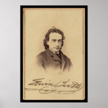 Signed Card of Actor Edwin Booth 1862 Poster