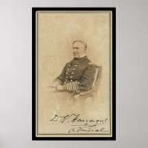 Signed Card of Admiral David Farragut 1860 Poster