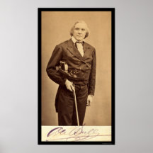 Signed Card of Violin Virtuoso, Ole Bull 1864 Posters