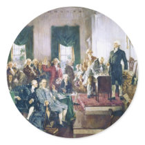 Signing of the Constitution by Howard C. Christy Round Stickers