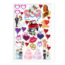 Signs and symbols of love postcards