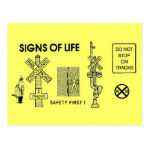 Signs Of Life at Railroad Crossings Postcard