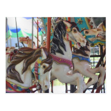 Silent Prancers Carousel Horse Photo Postcard