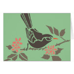 Silhouette Bird On A Branch Greeting Cards