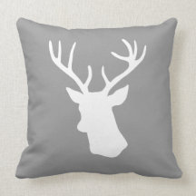 Silhouette blanche de tête de cerfs communs - gris oreiller