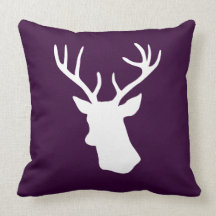 Silhouette blanche de tête de cerfs communs - pour oreiller