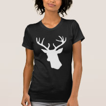 Silhouette blanche de tête de cerfs communs - T-sh