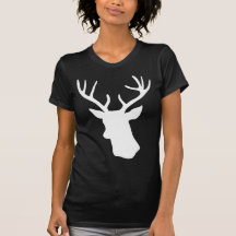 Silhouette blanche de tête de cerfs communs - T-sh