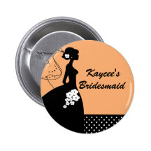 Silhouette Bride Bridal Party Bridesmaid Button