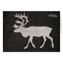 Silhouette Buck Map Personalized Notecard