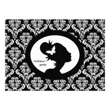 Silhouette de femme de papillon d'invitation de pa