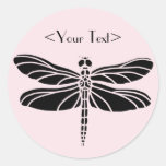 Silhouette de libellule autocollants ronds