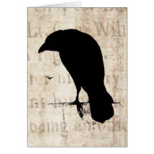Silhouette de Raven - rétro Ravens vintage et corn Carte