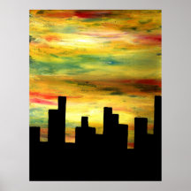 silhouette de ville affiches