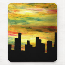 silhouette de ville tapis de souris
