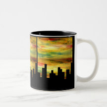 silhouette de ville tasse