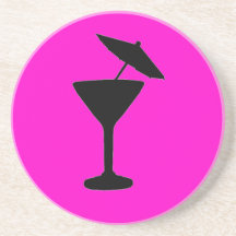 Silhouette en verre de cocktail - rose lumineux dessous de verre