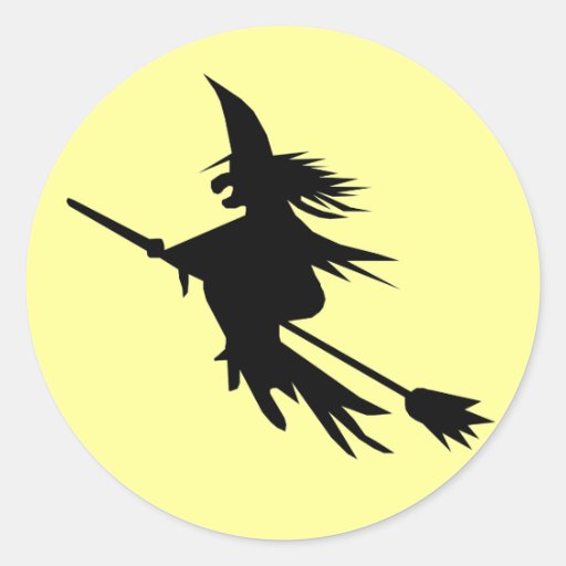 Silhouette Flying Witch Halloween Stickers