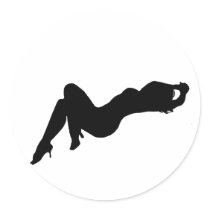 Silhouette Girls Round Stickers