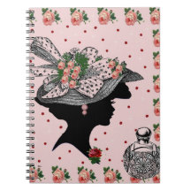 silhouette lady with hat note book