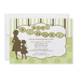 Silhouette Mom Baby Shower Gender Neutral Green Personalized Invitation