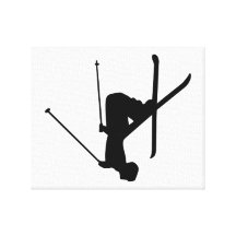 Silhouette noire de ski toiles tendues