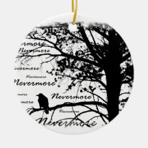 Silhouette noire et de blanc plus jamais de Raven Ornement