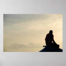 Silhouette of a fisherman posters