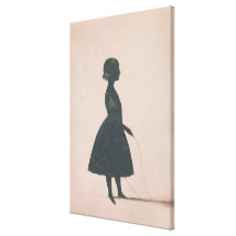 Silhouette of a girl with a skipping rope gallery wrap canvas