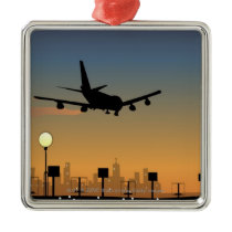Silhouette of an airplane in flight ornaments