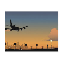 Silhouette of an airplane in flight postcard