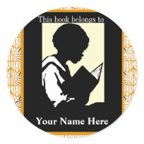Silhouette of Boy Reading ~ Bookplate