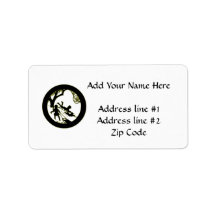 Silhouette of children sledding with their dog personalized address labels