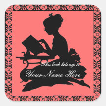 Silhouette of Girl Reading - Square Square Sticker