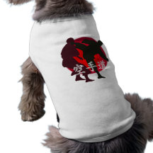 Silhouette of Karate fight, red circle background. Pet T Shirt
