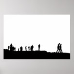 silhouette of people on peak poster