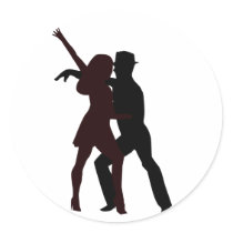 Silhouette of Salsa Dancers Round Stickers
