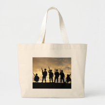 Silhouette of Soldiers in 101st Airborne Division Tote Bags