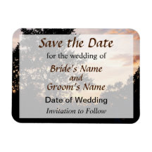 Silhouette of Trees Save the Date Rectangular Magnets