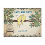 Silhouette Yellow Birds Bird Cage Save the Date Postcard