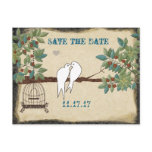 Silhouette Yellow Birds Bird Cage Save the Date Post Card