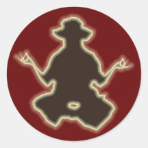 Silhouette Yoga Runder Aufkleber