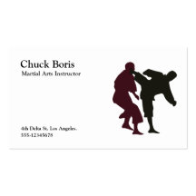 Silhouettes des artistes martiaux pendant un comba cartes de visite personnelles