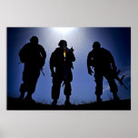 Silhouettes militaires de soldat d'armée affiche