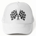 Silky looking Motorsport chequered flag gear Trucker Hats